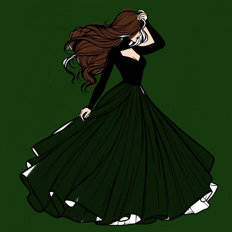 realistic woman with dress flowing in the wind