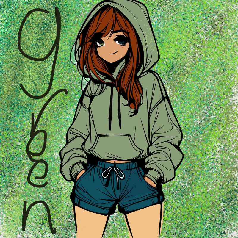 realistic girl in shorts and hoodie
