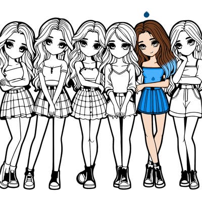 a group of girls realistic