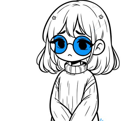 sad girl with glasses in a sweater