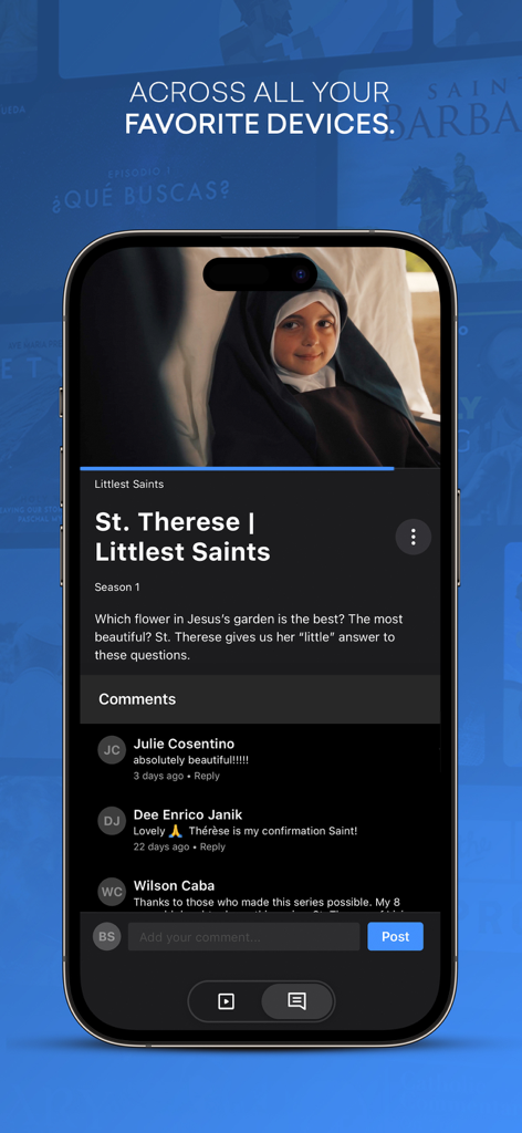Smartphone screen showing the Formed app video player and comments section