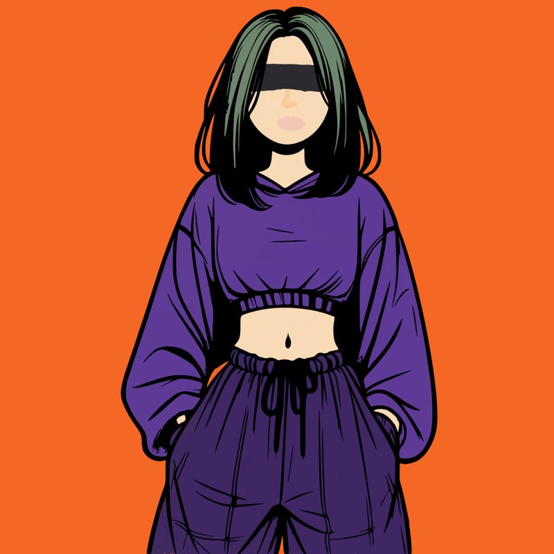 realistic girl faceless with baggy pants and a crop top