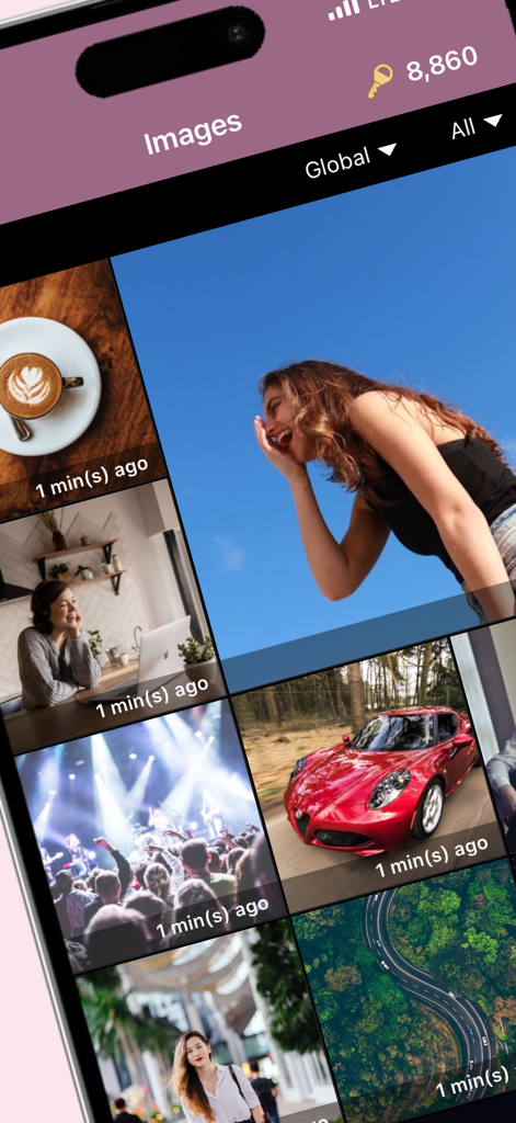 P.Talk - Anonymous Chats - Image view mode in P.Talk app showing a grid of photos from recently active users.