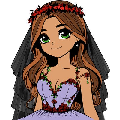 realistic girl in a wedding dress