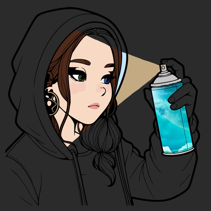 a realistic girl, spray painting