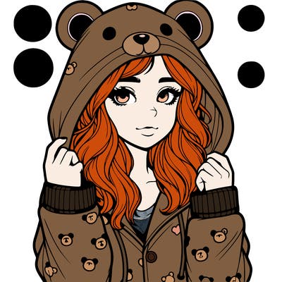 realistic girl in a animal pjs hoodie