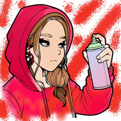 a realistic girl, spray painting