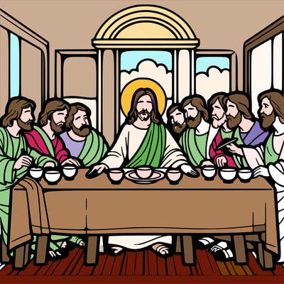 jesus shares the last supper with twelve apostles