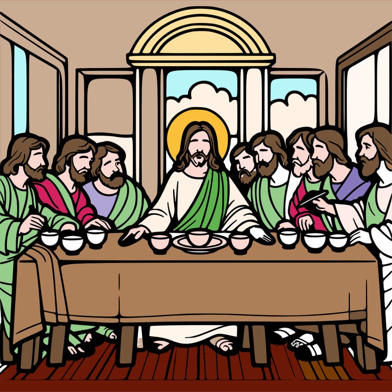 jesus shares the last supper with twelve apostles