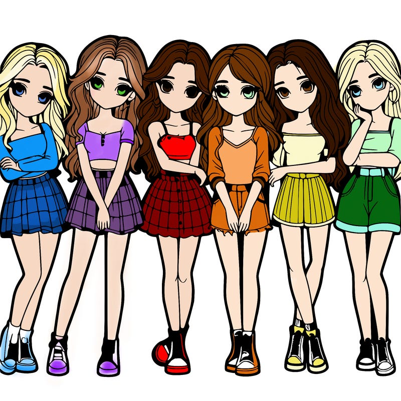 a group of girls realistic