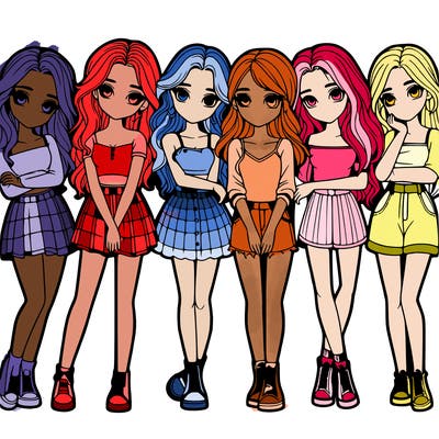 a group of girls realistic