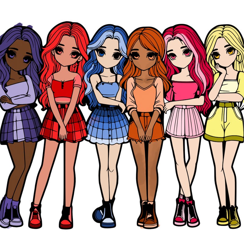 a group of girls realistic