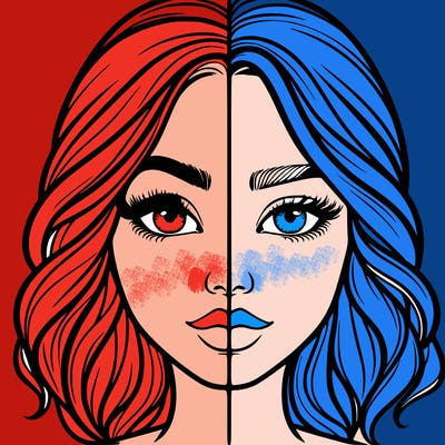 realistic girl split half