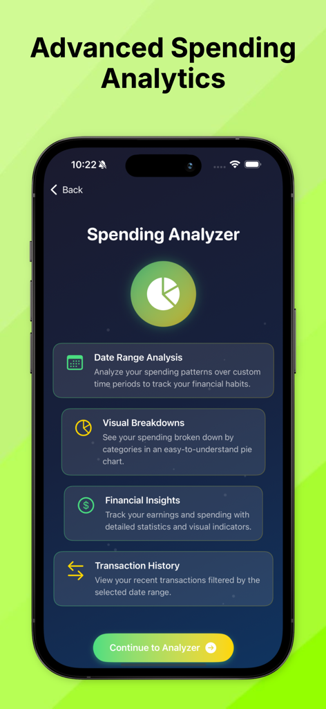 Robux Wallet For Roblox - Bildschirm zur Ausgabenanalyse, der Analysen und visuelle Aufschlüsselungen von Robux-Transaktionen anzeigt