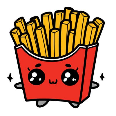 a cute. french fries