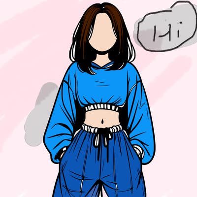 realistic girl faceless with baggy pants and a crop top