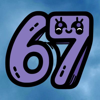 the numbers 67
