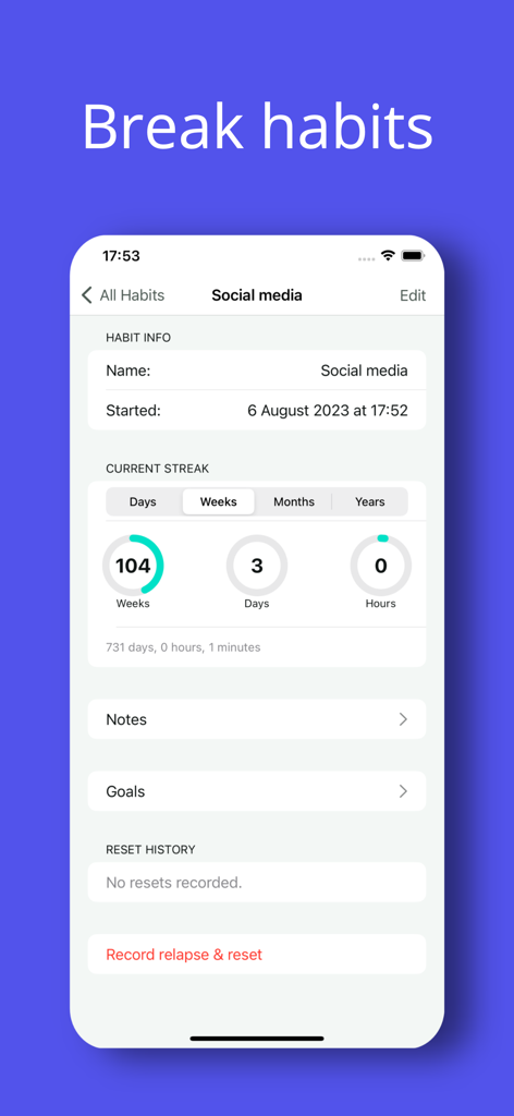 Habit Tracker - Days Since - Health & Fitness App | MWM