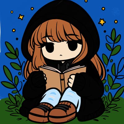 girl in oversized hoodie reading a book