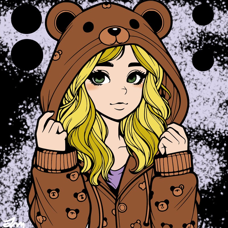 realistic girl in a animal pjs hoodie