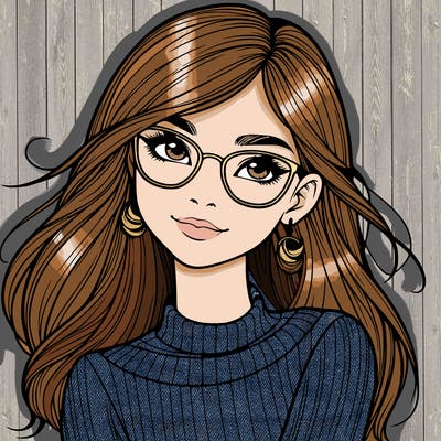 realistic girl with glasses