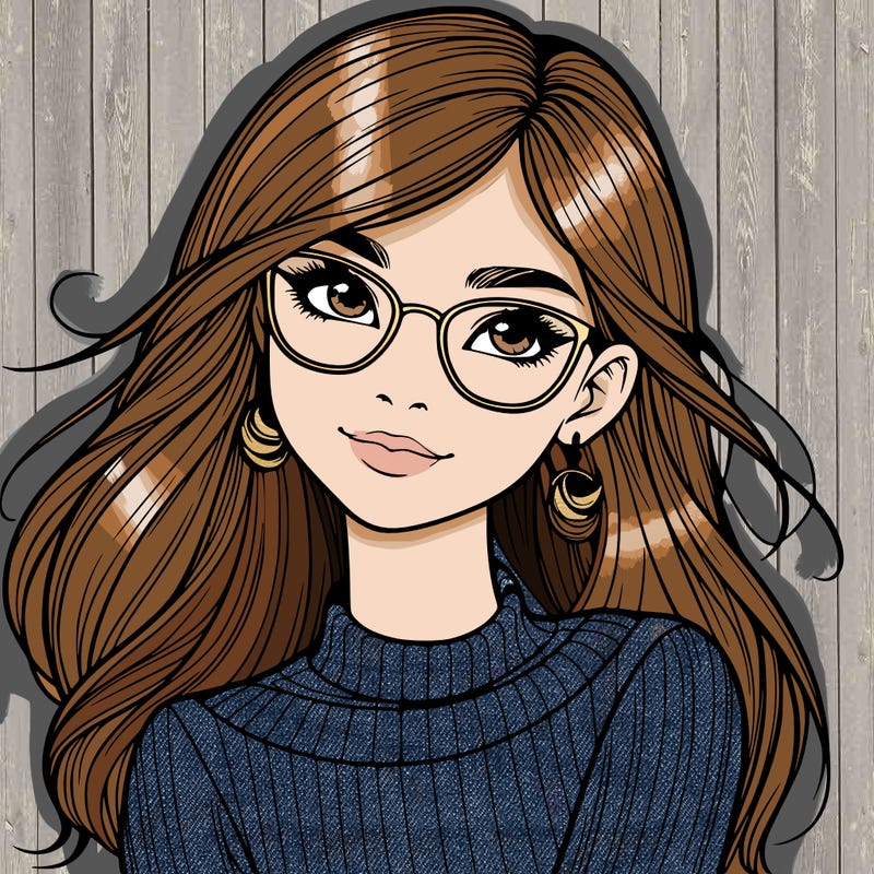 realistic girl with glasses