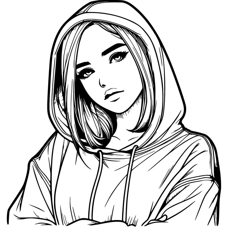 realistic girl with hoodie on