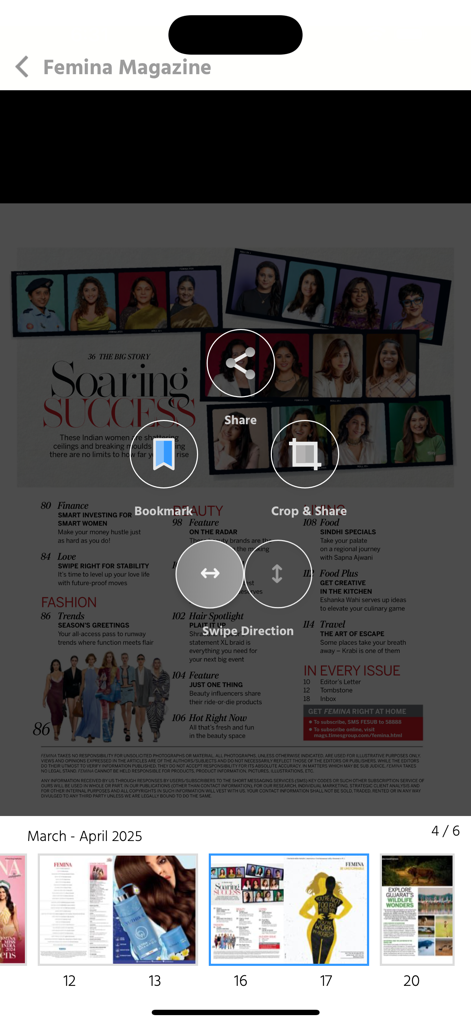 Femina Magazine - Digital article layout in the Femina Magazine app featuring success stories of Indian women.