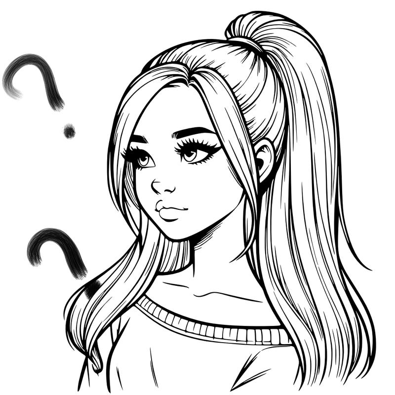 realistic girl with a high ponytail