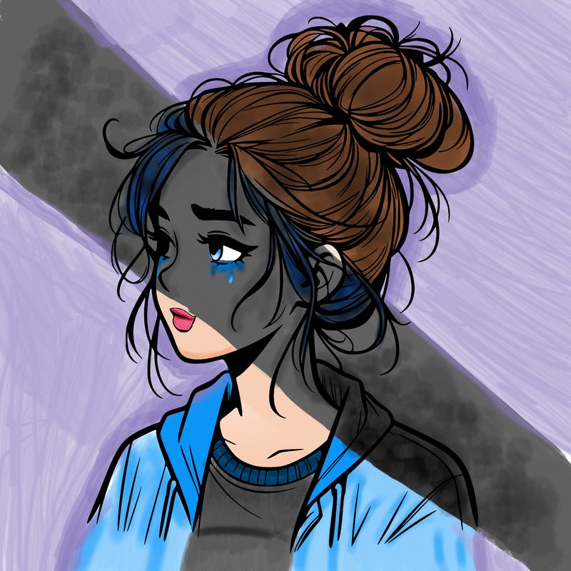 realistic teenage girl with a messy bun
