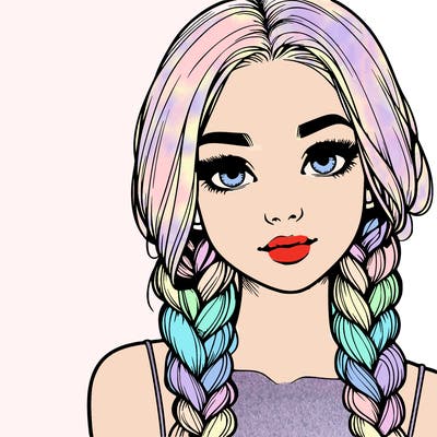 realistic girl with braids