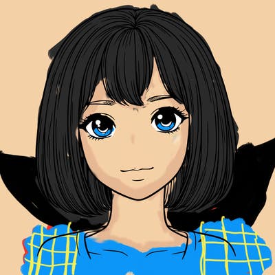 realistic girl with short straight hair