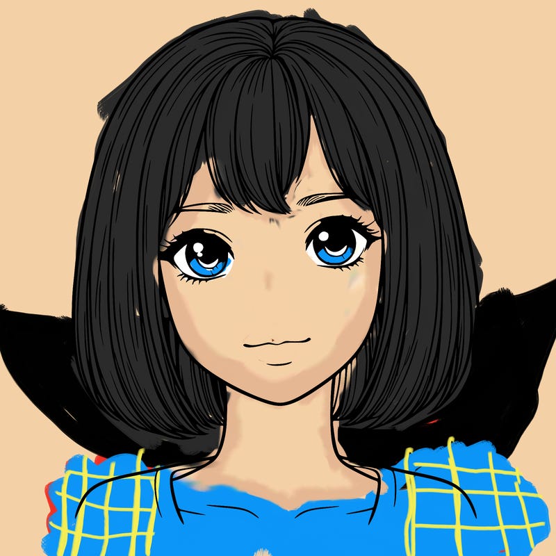 realistic girl with short straight hair