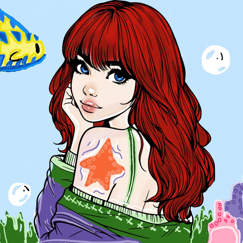 realistic girl with bangs looking over her shoulder