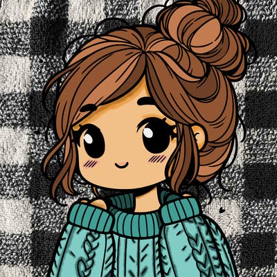 girl with sweater and messy bun