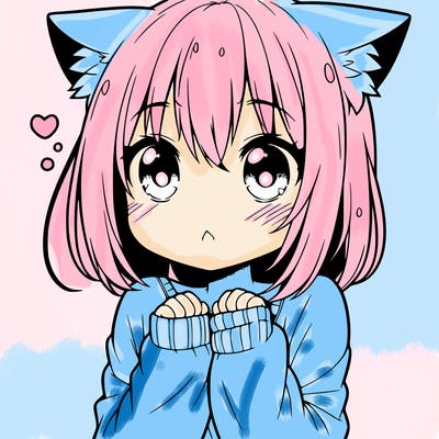 shy anime catgirl