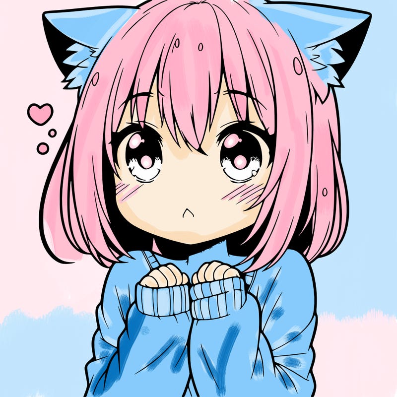 shy anime catgirl