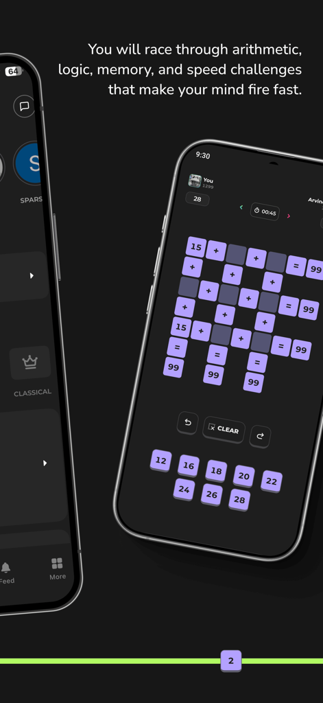 Matiks: Math and Brain Games - Écran de téléphone portable montrant un puzzle d'arithmétique cross-math dans l'application Matiks.