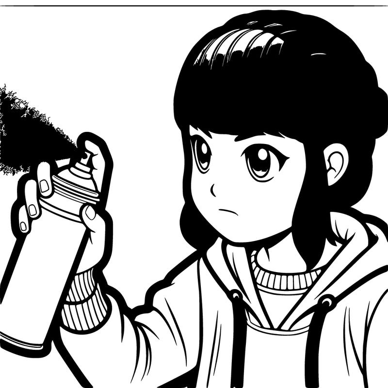 realistic girl spray painting￼