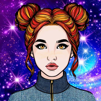 realistic woman that has space buns