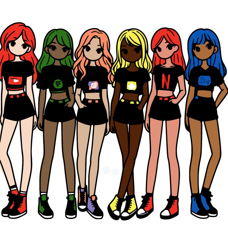 a group of girls wearing crop tops and shorts