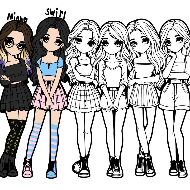 a group of girls realistic