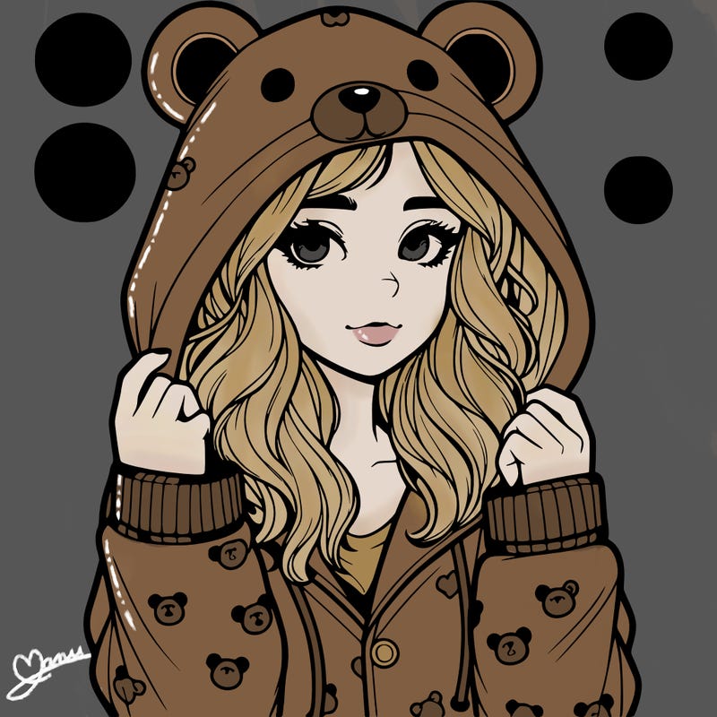 realistic girl in a animal pjs hoodie