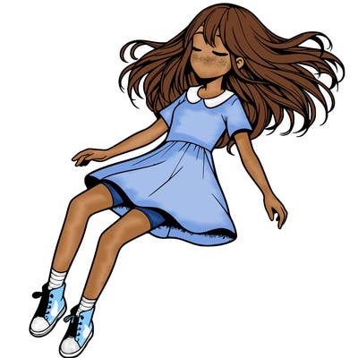 realistic girl floating