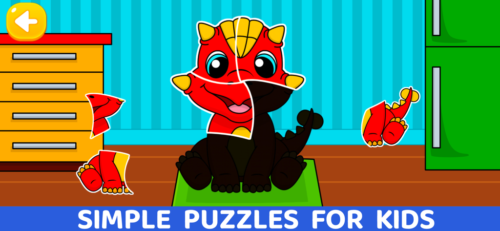 Dinosaur Games For Kids 2-7 - A simple red dinosaur puzzle game for children