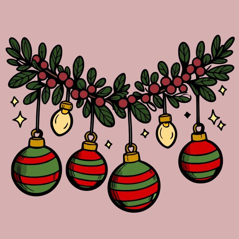 christmas garland with big bulbs