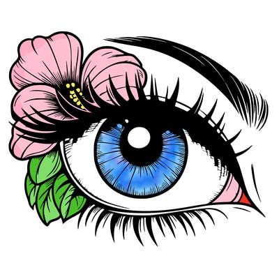realistic eye with flower