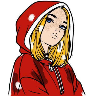 a realistic girl in a hoodie
