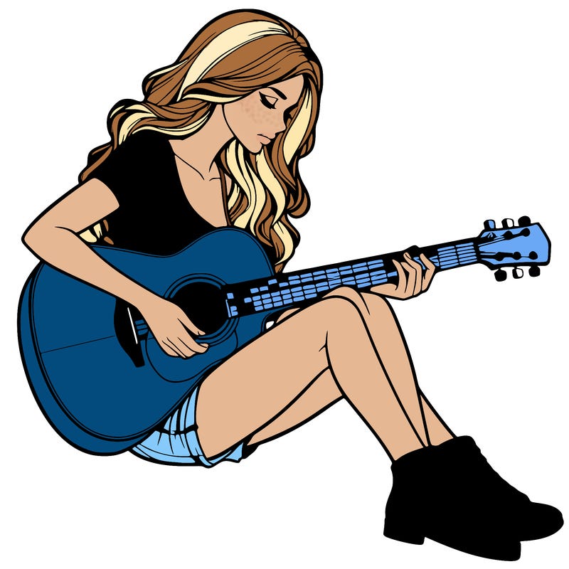 realistic woman play guitar