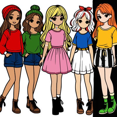 a group of five girls